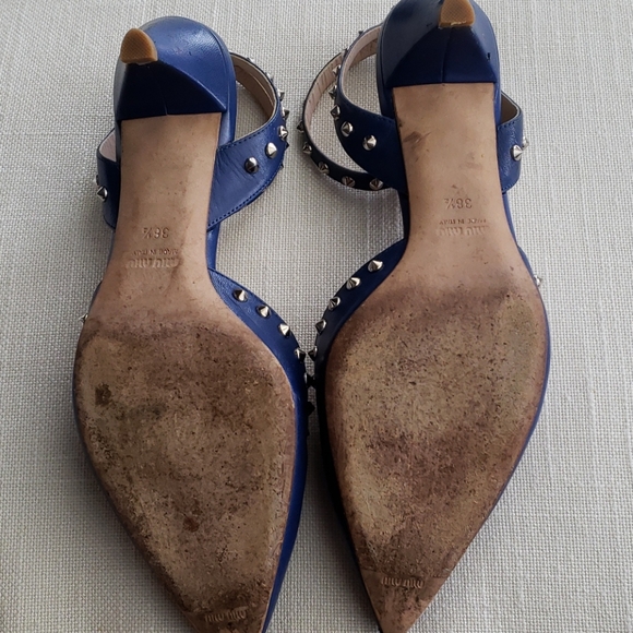 Miu Miu Rock Stud Blue Kitten Heel - Picture 5 of 6